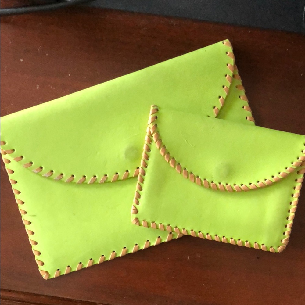 Lime Green Envelope Clutch Set
